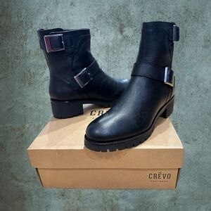 Crevo Women's Black Leather Boots